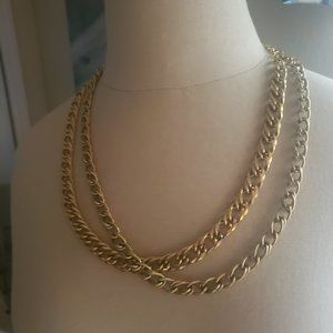 Bundle of 2 Gold Tone Chain Necklaces